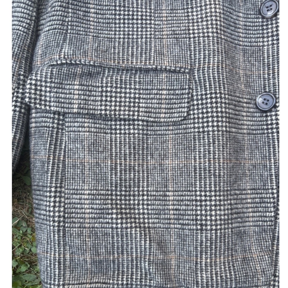 Vintage Bill Blass Camel Hair Blazer Mens 38R Gray Plaid Sport Coat - Picture 2 of 15
